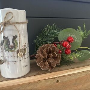 Festive LED Candle with Cow Design